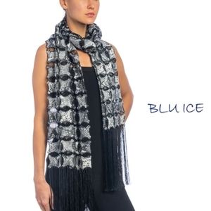 Black Leather Fringe scarf